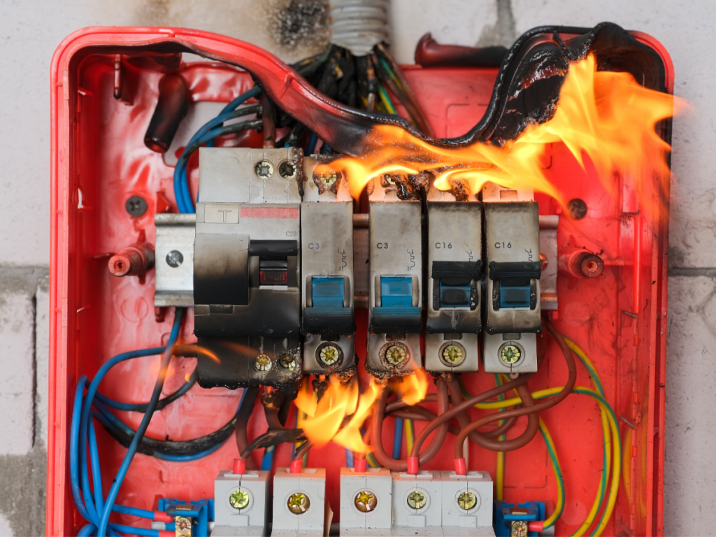 fire caused by circuit overload