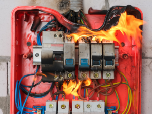 fire caused by circuit overload/ hot breaker box