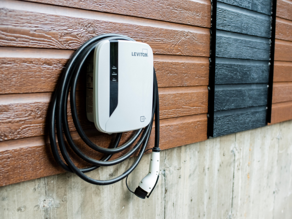 Perfect placement of EV charger outside garage 