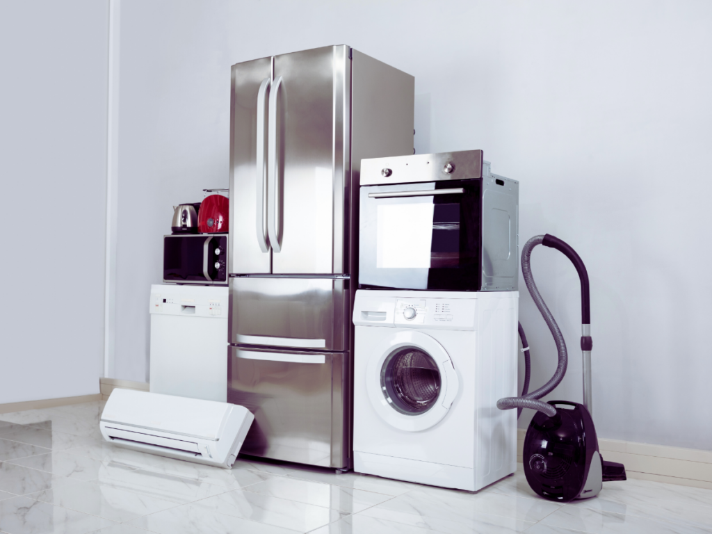 Modern appliances stacked next to each other