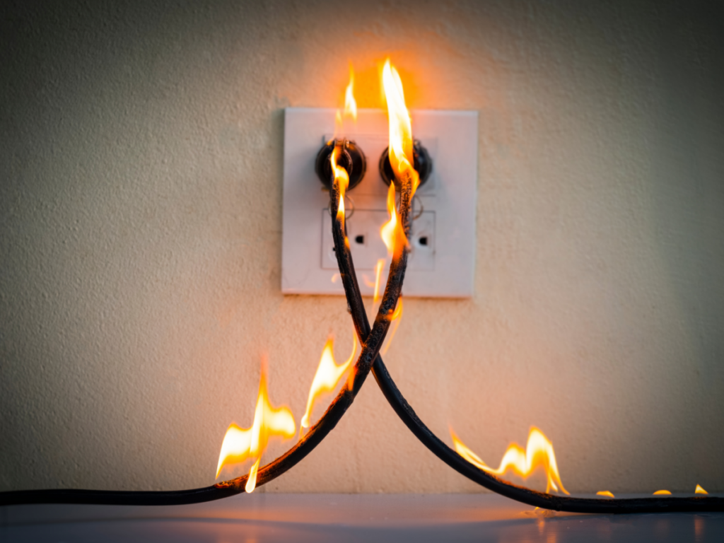 Electrical fire started by electrical arcing